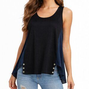 Comfy USA Black Modal High Low Lagenlook Tank Top Tunic Medium